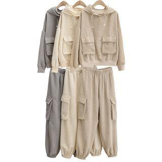 Set: Corduroy Cargo Hoodie + Harem Sweatpants
