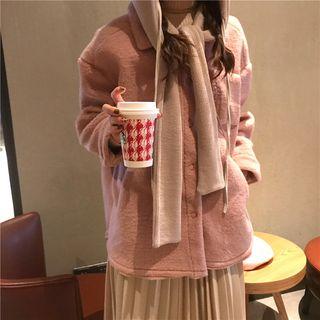 Fleece Hooded Coat Pink - One Size
