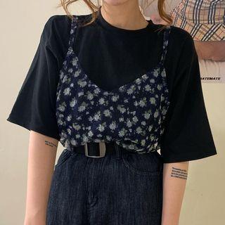 Floral Camisole Top / Plain T-shirt