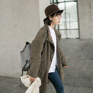 Drawstring Corduroy Parka