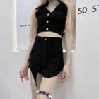 Sleeveless Crop Top / Chain Skorts