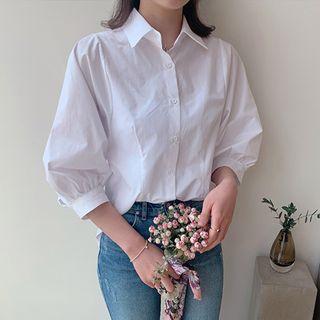 Balloon-sleeve Shirt Ivory - One Size