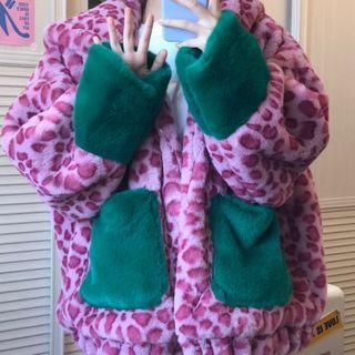 Long-sleeve Leopard Pattern Jacket As Shown As Figure - One Size