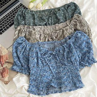 Off-shoulder Floral Printed Cropped Top