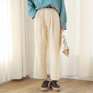 Cropped Straight-cut Pants With Belt