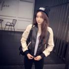 Two-tone Zip Bomber Jacket Black - One Size