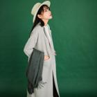 Plain Long Open-front Tweed Coat
