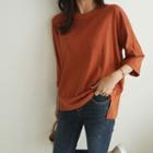 Dip-back Cuff-sleeve Boxy T-shirt