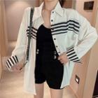 Cropped Camisole Top / High-waist Shorts / Striped Panel Long-sleeve Shirt