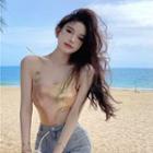 Spaghetti Strap O-ring Croc Grain Cutout Swimsuit