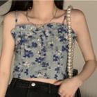 Floral Print Camisole Top Floral Print - Blue - One Size