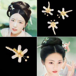 Retro Faux Pearl Dragonfly Hair Clip