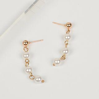 Faux Pearl Dangle Earring Gold - One Size