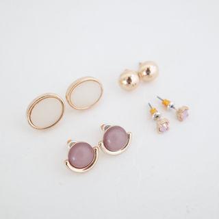 Various Ear Stud Set (8 Pcs) Multicolor - One Size