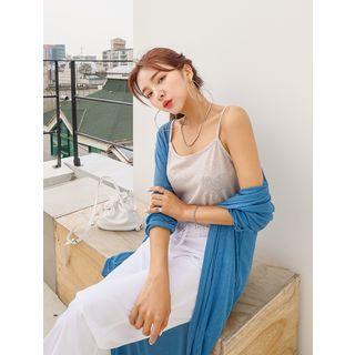 Plus Size Textured Rib-knit Maxi Robe Cardigan