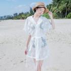 Fringed Hem Beach Cover-up White - One Size