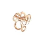 Fashion Simple Plated Rose Gold Hollow Double Heart Adjustable Opening Ring Rose Gold - One Size