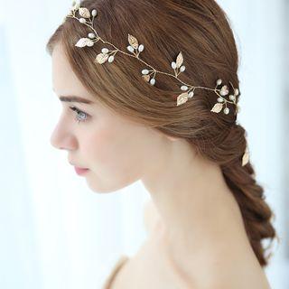 Faux Pearl Leaves Headpiece