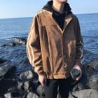 Striped Trim Stand-collar Jacket