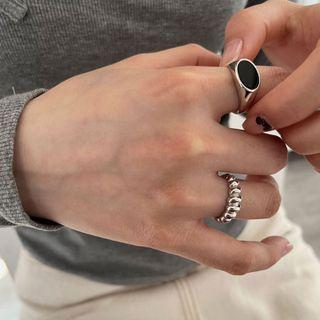 Agate Sterling Silver Open Ring / Twisted Sterling Silver Open Ring