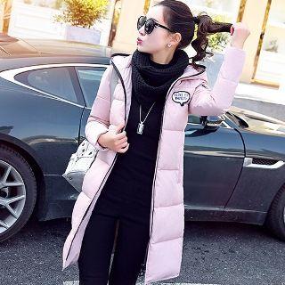 Applique Hooded Padded Zip Coat