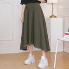 High Waist Midi A-line Skirt Army Green - One Size