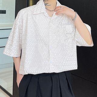 Elbow-sleeve Jacquard Shirt