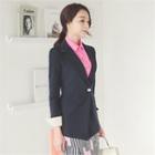 Contrast-cuff Single-breasted Jacket