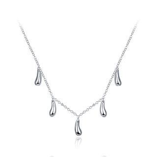 Fashion Simple Water Drop-shaped Necklace Silver - One Size