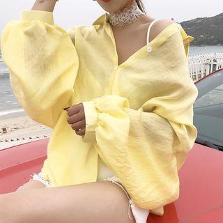 Balloon-sleeve Oversized Shirt