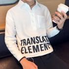 Long-sleeve Lettering Collared Top