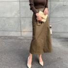 Pleather Maxi Wrap Skirt Brown - One Size