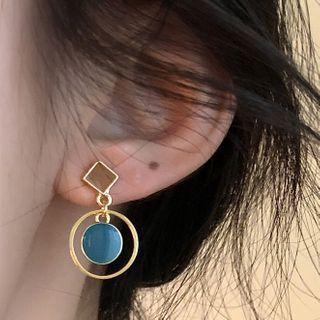 Retro Color Block Earring Blue - 1408a#