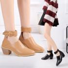 Cut-out Block Heel Ankle Boots