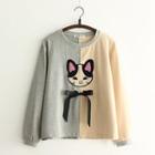 Bow-accent Panel Cat Pullover