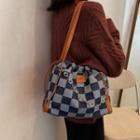 Checkered Applique Bucket Bag