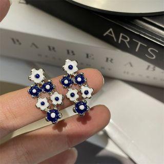 Flower Glaze Alloy Earring 1 Pair - White & Gold - One Size