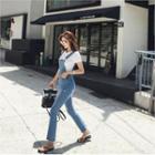 Slit-detail Boot-cut Jumper Jeans