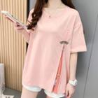 Elbow-sleeve Zipper T-shirt