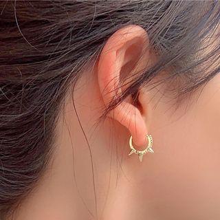 Studded Alloy Hoop Earring 1 Pair - Gold - One Size