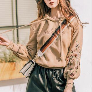Puff-sleeve Embroidered Hoodie
