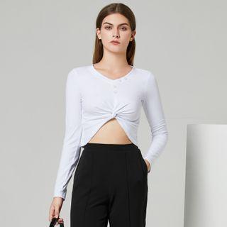 Eco-friendly Long-sleeve Twist Crop Top