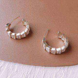 Faux Pearl Hoop Earring Semi-circle - One Size