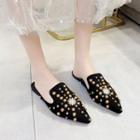 Pointy-toe Studded Flat Mules