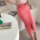 Zip-side Slit-front Long Skirt