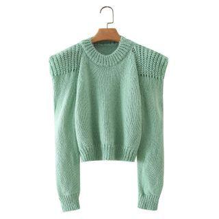 Ribbed-shoulder Cropped Sweater