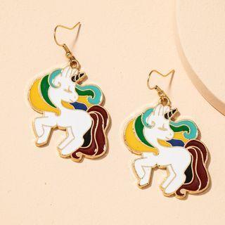 Unicorn Alloy Dangle Earring 1 Pair - Unicorn - White - One Size