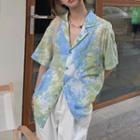 Short-sleeve Tie Dye Shirt Tie Dye - Blue & Green - One Size