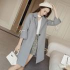 3/4 Sleeve Flap-front Woolen Coat