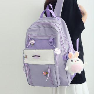 Lettering Oxford Backpack / Charm / Badge / Set